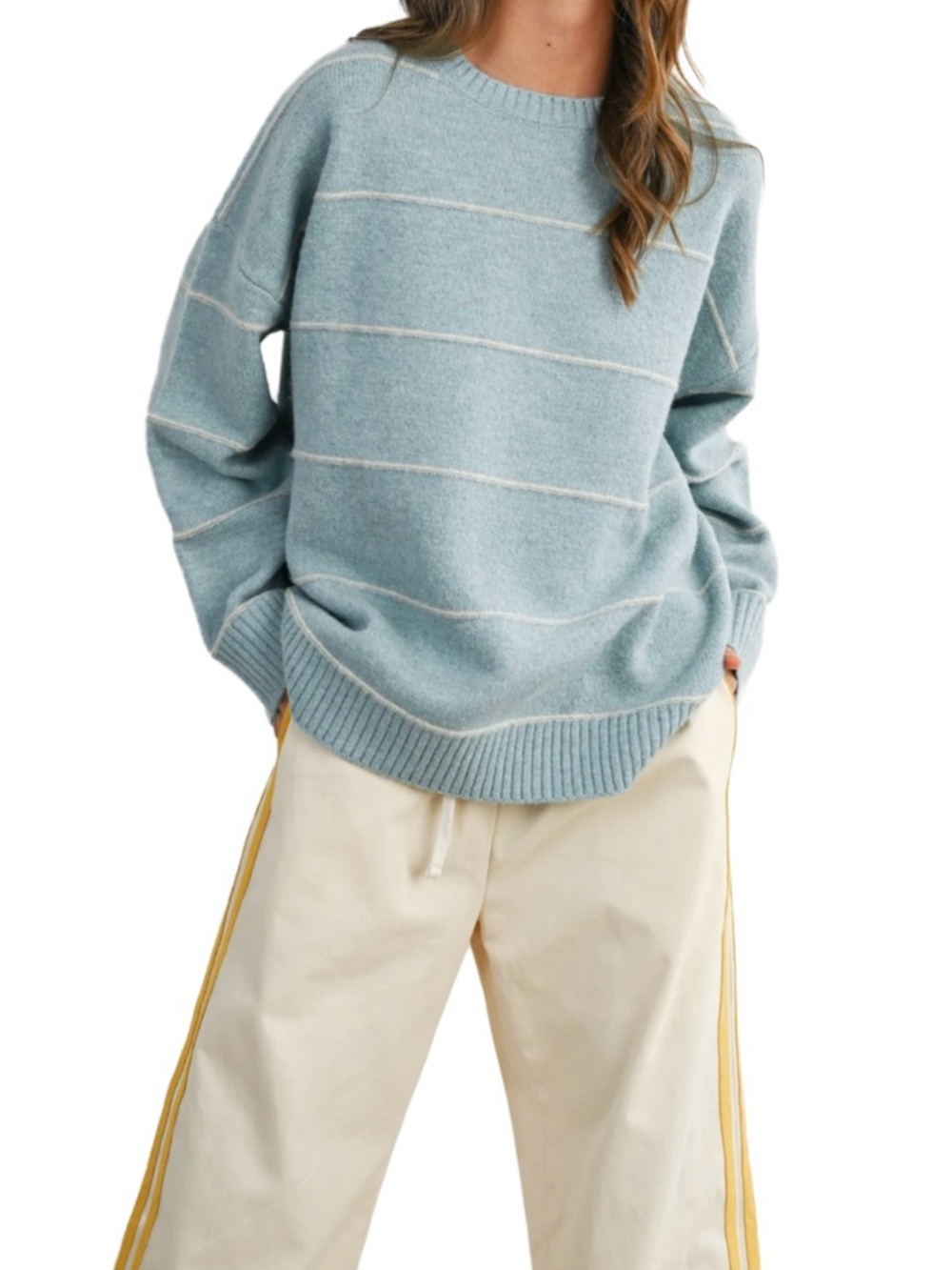 Women’s Blue Striped oversized Sweater